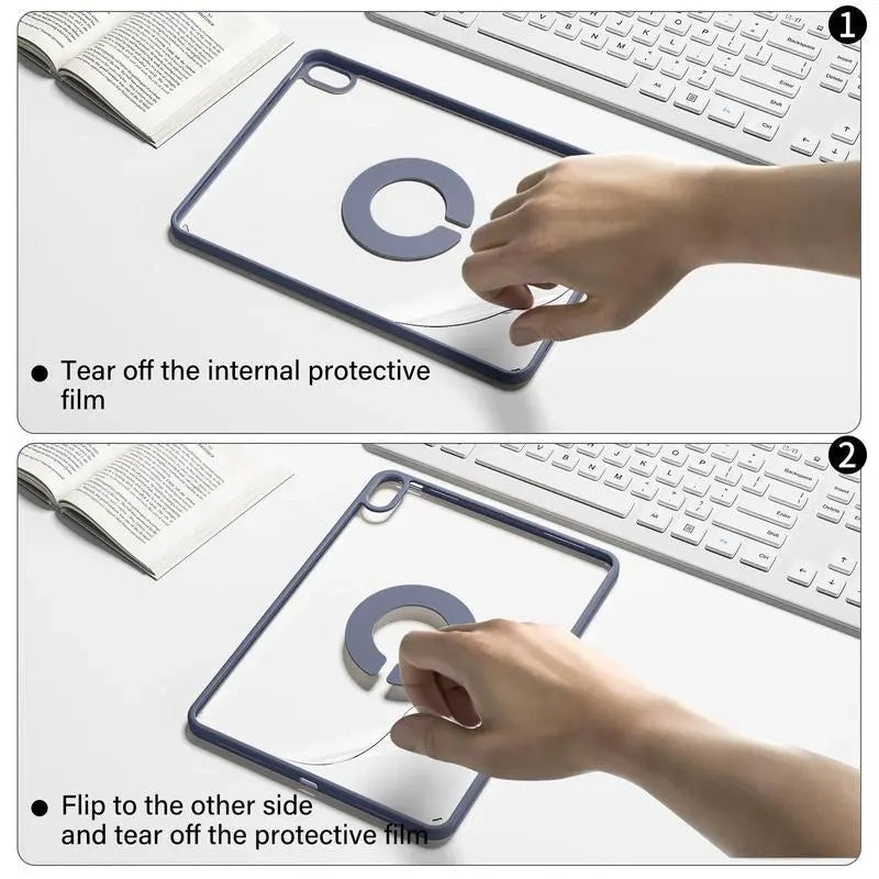 KENKE Magnetic Rotatable Detachable Tablet Case with Pencil Holder, Protective Flip Cover Compatible with iPad, Smart Tablet Accessories, Tablet Casing, Removable Cover, Tablet Covers (main image)