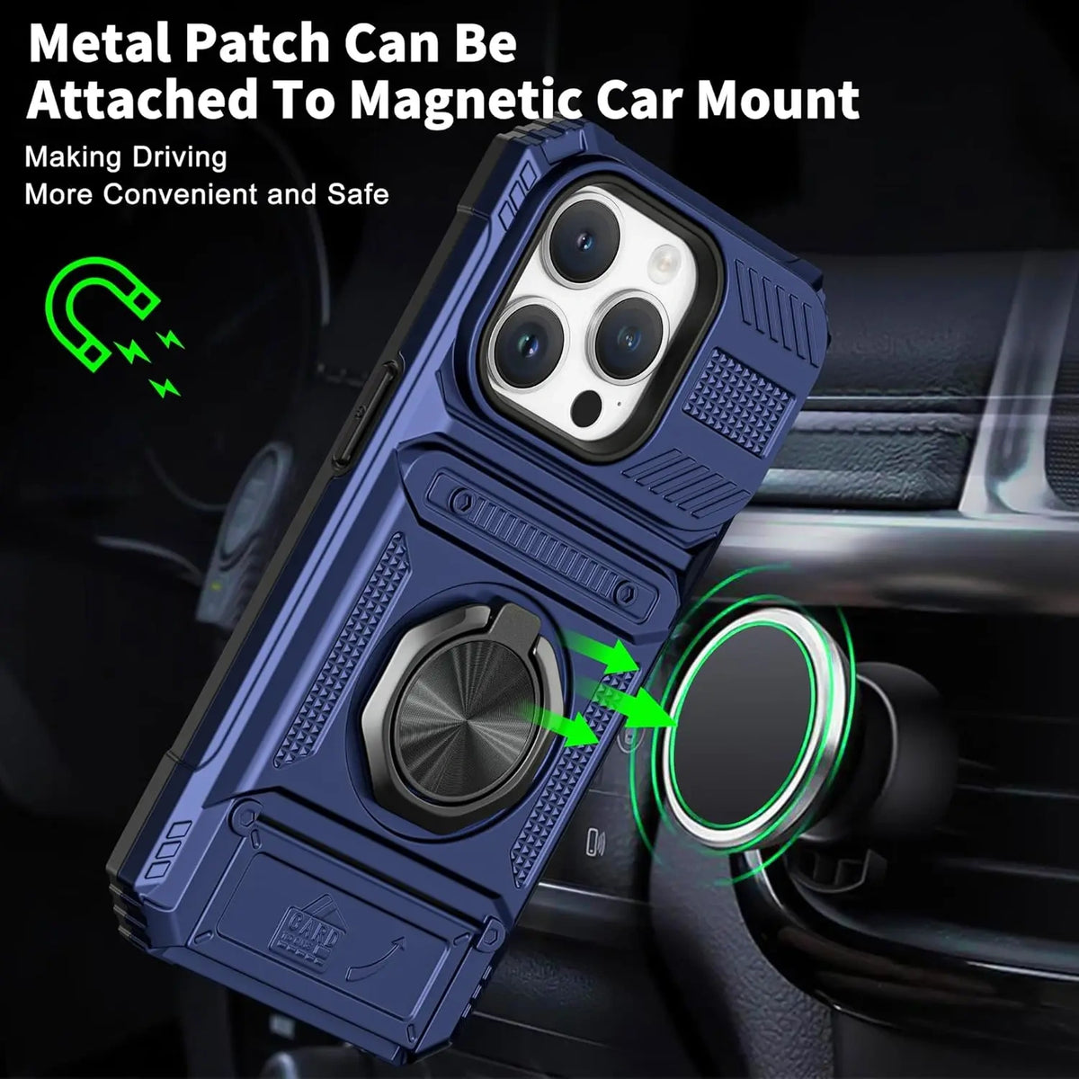 iPhone wallet case with two-card holder and rotating ring stand — view 5