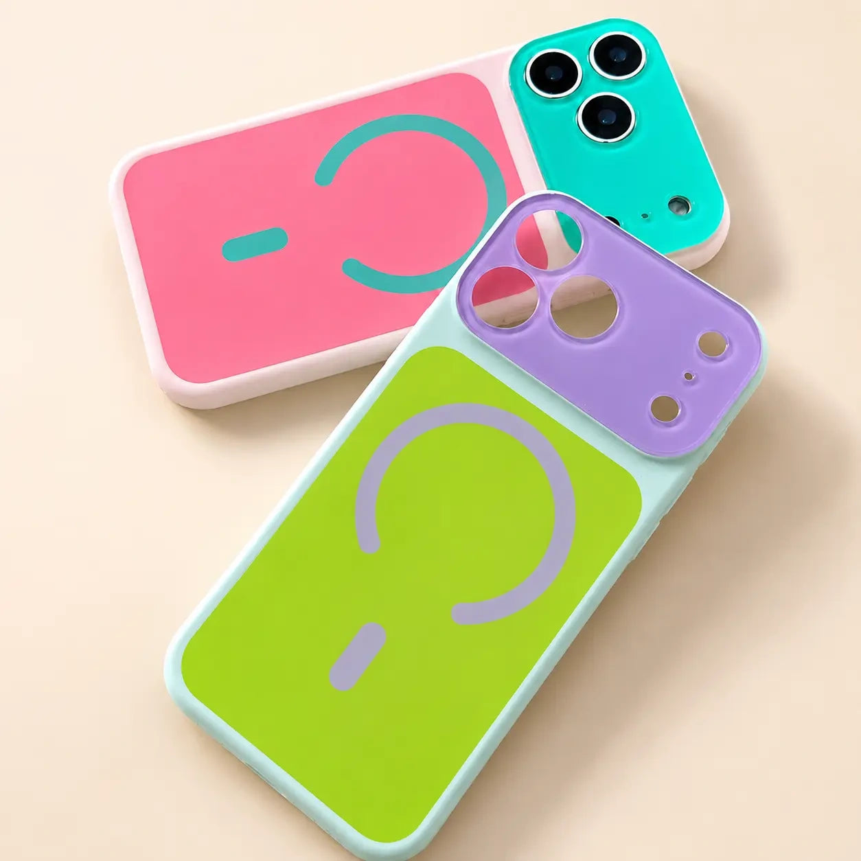 Dopamine Color Block Magnetic Phone Case for iPhone 17 16 15 14 13 Pro Max, Soft Touch Matte Cover for Gorls Women, compatible with MagSafe, Ultra Slim Thin Hard PC Case Cover (main image)