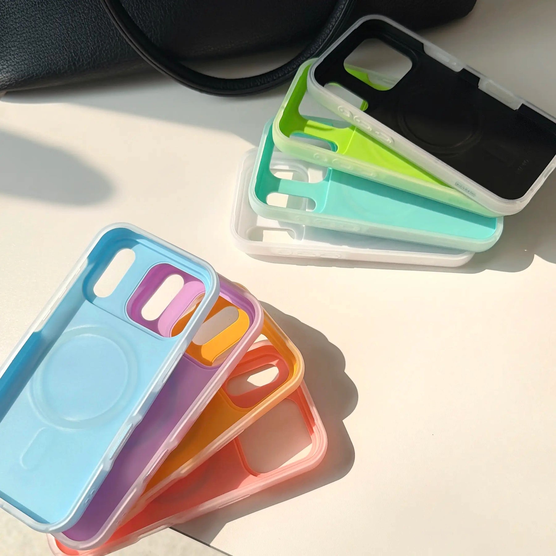 HISTORYOO for iPhone 17 Pro Max 16 Pro 15 14 Plus 13 12 11 Pro Magnetic (not strong) Defender 2 In 1 Dual Layer Jelly Soft Matte Clear Silicone + Candy Color-Blocking PC Hybrid Magsafe Wireless Charging Case Frosted Shockproof Bumper Luxury Back Cover (main image)