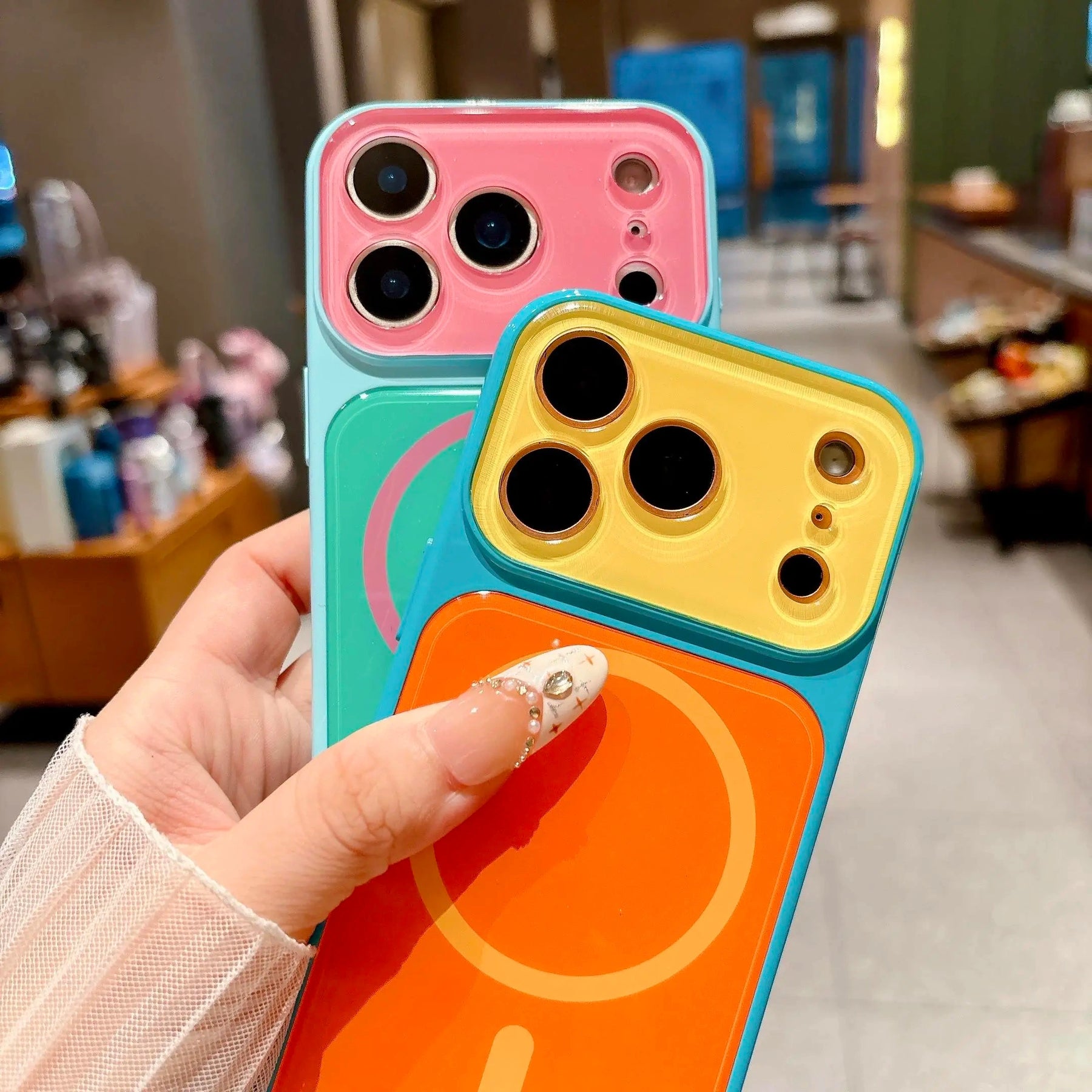 SummerFinds dopamine Contrast color newly upgraded with magnetic suction Suitable for iPhone 17 16 15 14 Pro Max Magnetic phone case Contrast color full lens protection Compatible with iPhone 17 Pro Max Magnetic phone case No paint peeling, anti-fall an (main image)