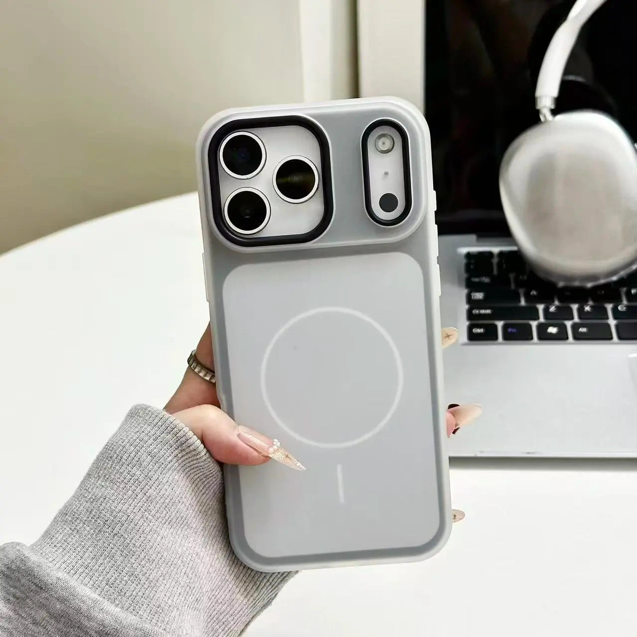 HISTORYOO for iPhone 17 Pro Max 16 Pro 15 14 Plus 13 12 11 Pro Magnetic (not strong) Defender 2 In 1 Dual Layer Jelly Soft Matte Clear Silicone + Candy Color-Blocking PC Hybrid Magsafe Wireless Charging Case Frosted Shockproof Bumper Luxury Back Cover - Color Black (variant image)