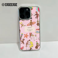 Funda holográfica cromada con diseño de mono curioso: divertida y colorida