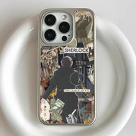Holographic Chrome Sherlock Phone Case - Vintage Aesthetic with 221B Design