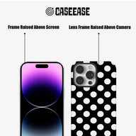 Funda clásica para teléfono con lunares blancos y negros
