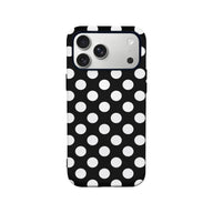 Funda clásica para teléfono con lunares blancos y negros