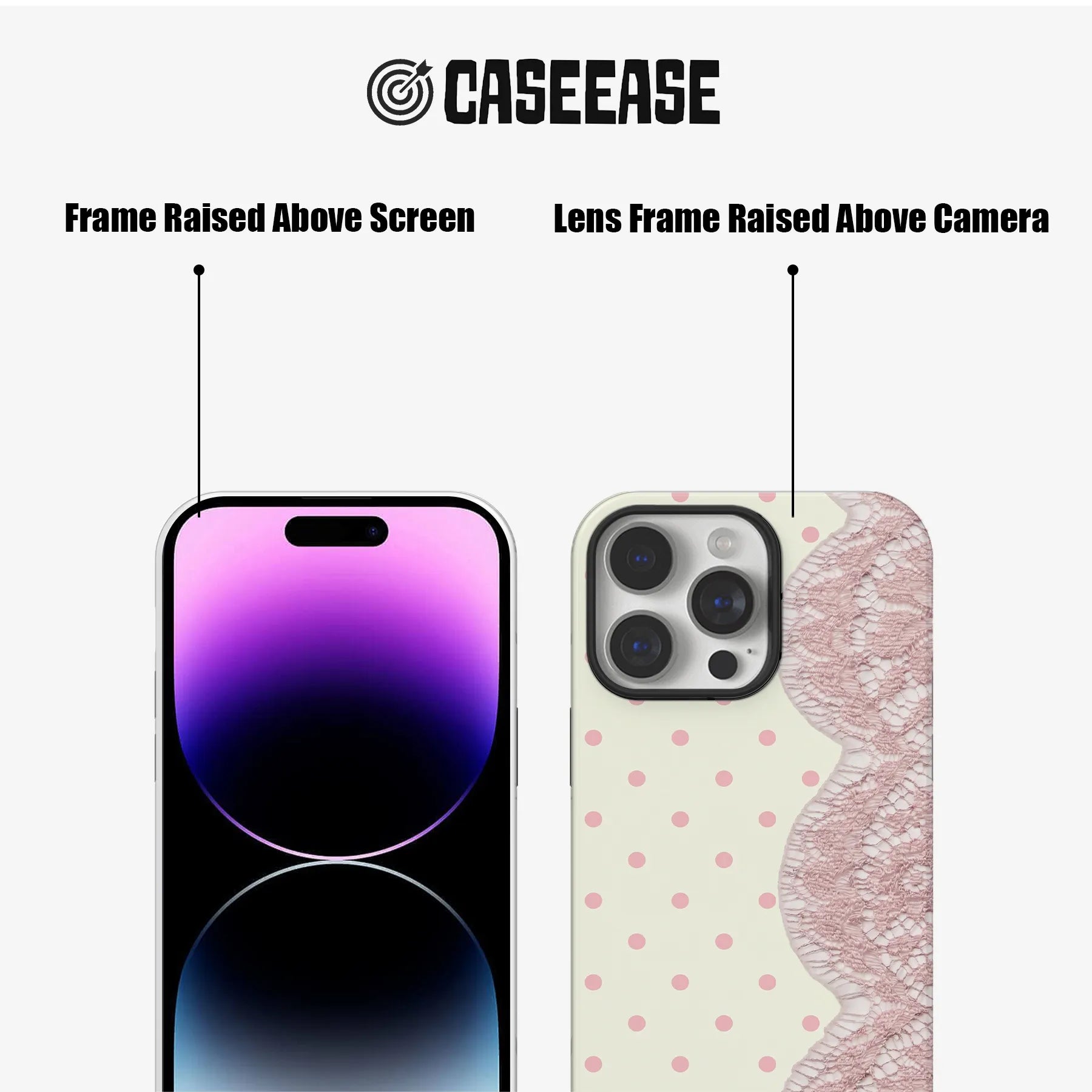Chic Pink Lace Polka Dot Phone Case