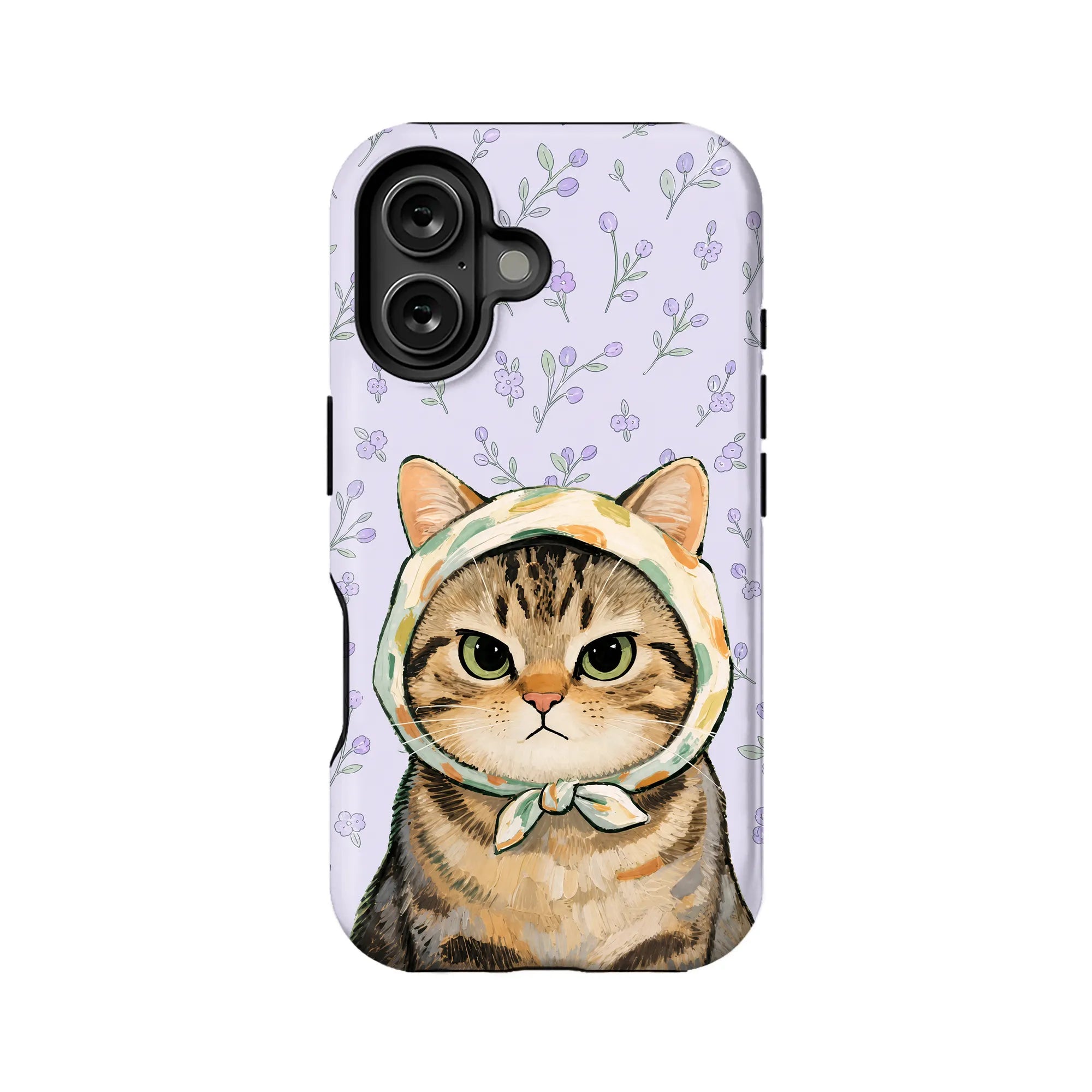 Cute Cat Phone Case with Floral Design