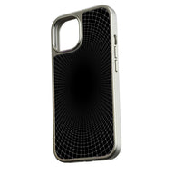Holographic Chrome iPhone 15 Pro Phone Case - Black Grid Design