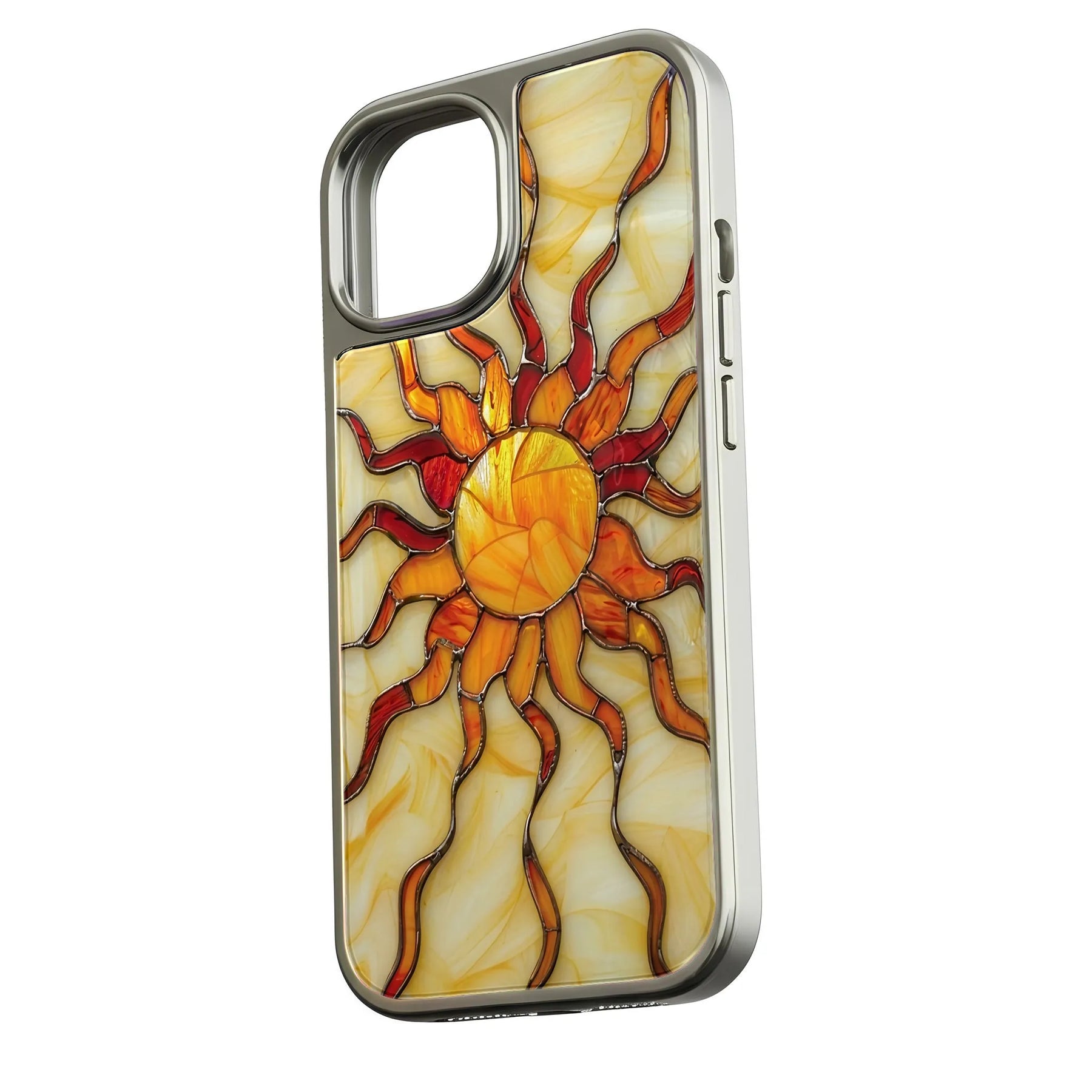 Holographic Chrome Sun Phone Case - Stained Glass Design & Vibrant Colors (Flat Printed Design, Not 3D)