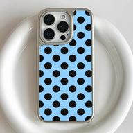Holographic Chrome Polka Dot Phone Case - Blue & Black