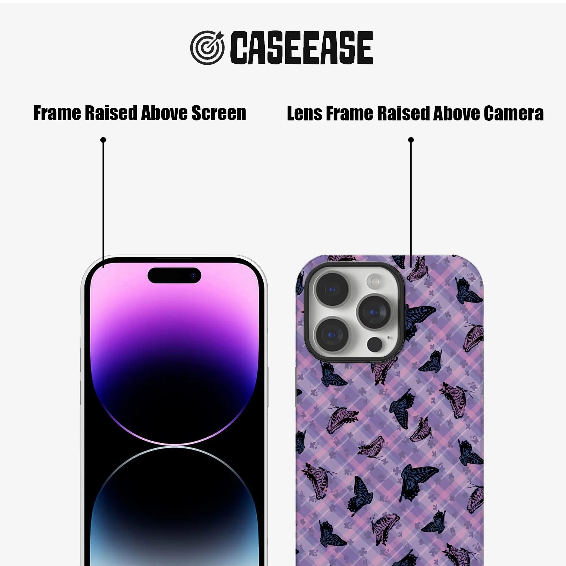 Butterfly Pattern Phone Case - Purple Aesthetic