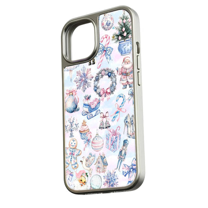 Holographic Chrome Christmas Phone Case - Festive Holiday Print