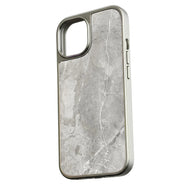 Holographic Chrome iPhone 15 Pro Case - Elegant Grey Marble Design