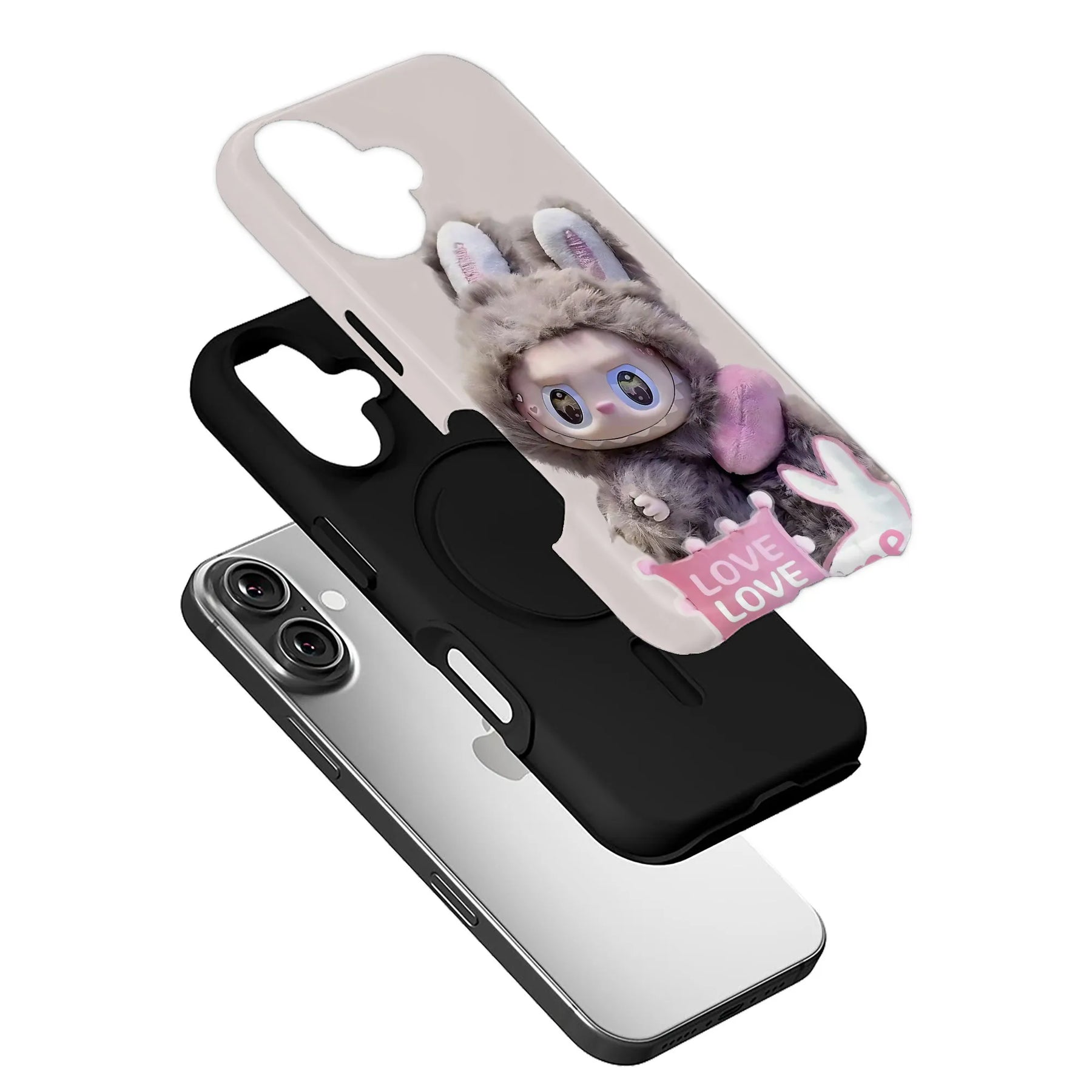 Bonita funda para teléfono con forma de conejito de peluche