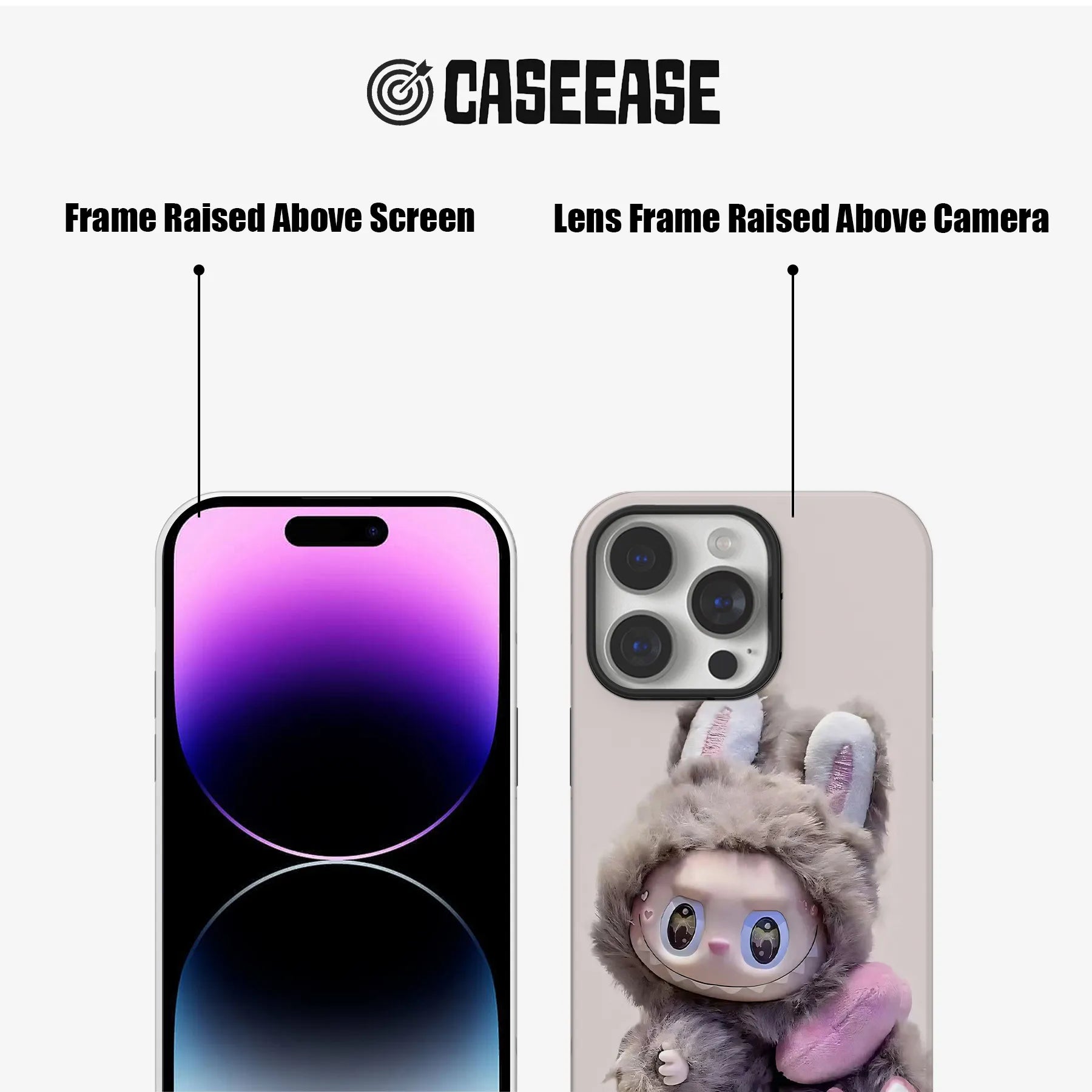 Bonita funda para teléfono con forma de conejito de peluche