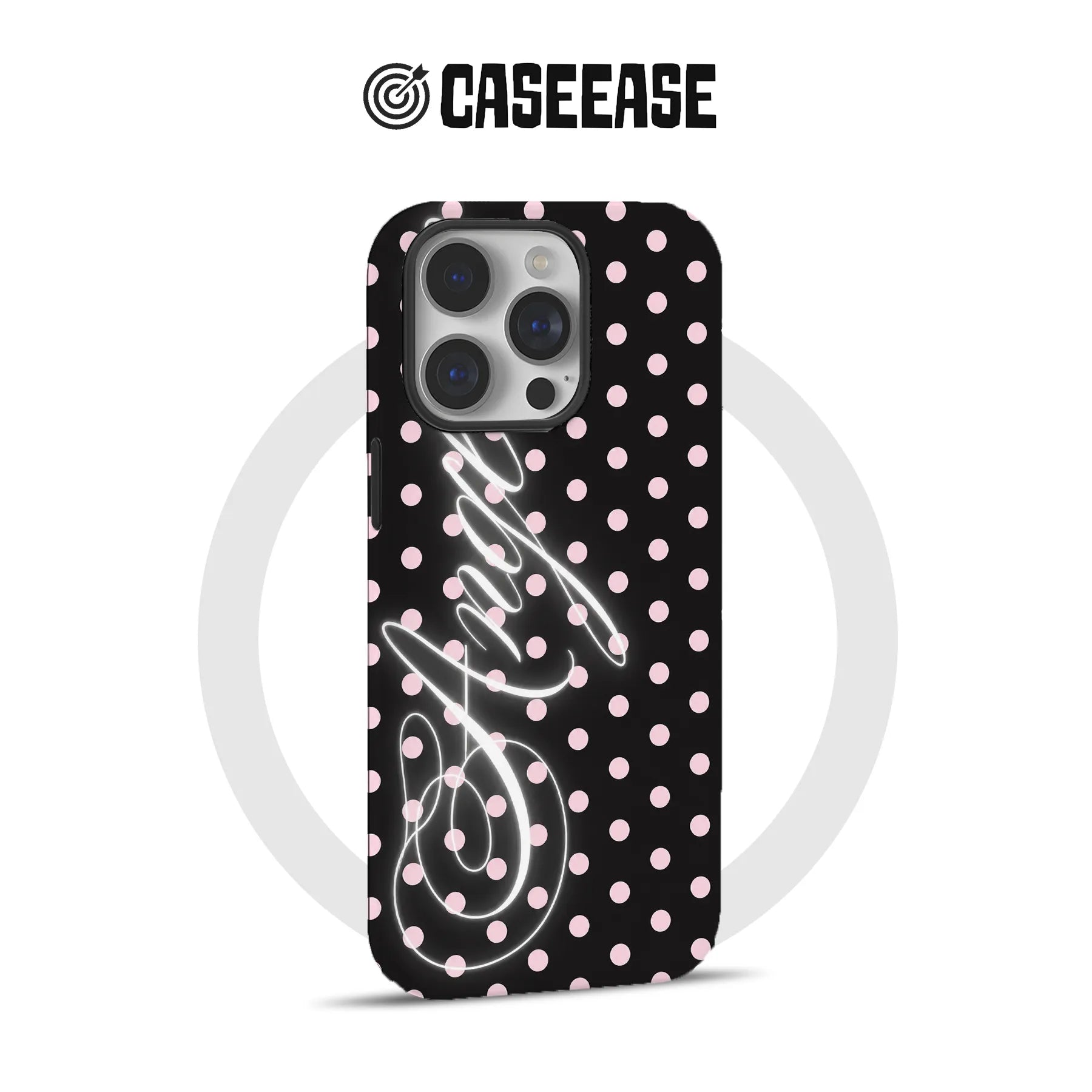 Stylish Polka Dot Phone Case with Neon Design