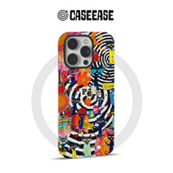 Colorful CASEEASE phone case with cartoon cats, front view for Shopify product page