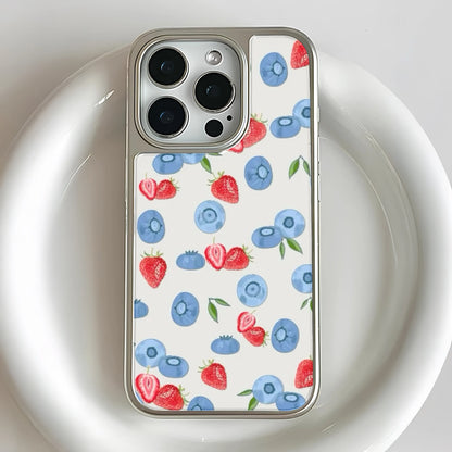 Holographic Chrome Berry Phone Case - Stylish Fruit Design