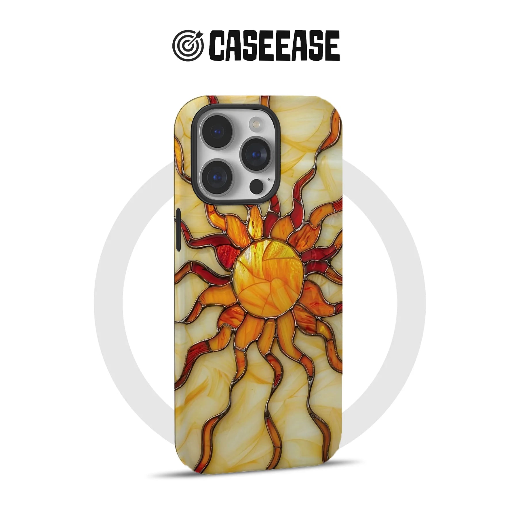 Stained Glass Sun Art Phone Case (Flat Printed Design, Not 3D)