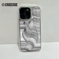 Holographic Chrome Phone Case for iPhone 15 Pro - Artistic Black Line Design
