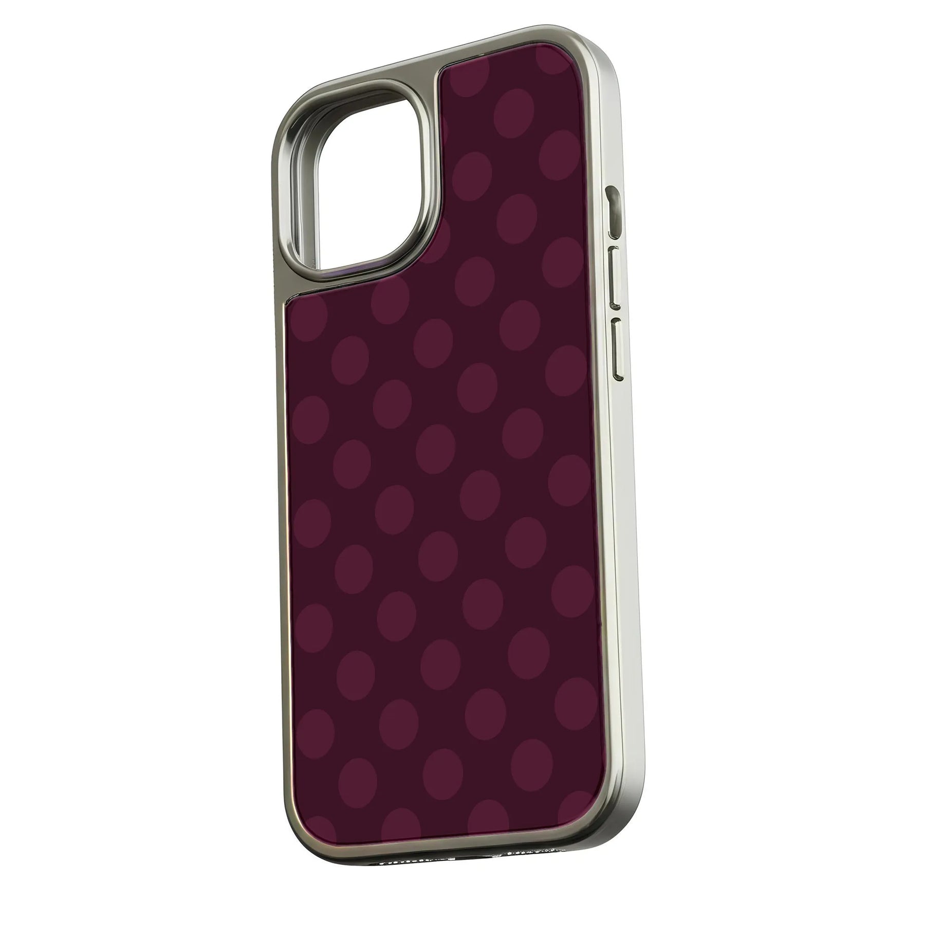 Holographic Chrome Polka Dot Phone Case - Stylish Burgundy Design