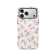 Funda rústica para teléfono con flores rojas: fresca y natural