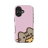 Cute Pusheen Cat Phone Case - Pink Polka Dot Design