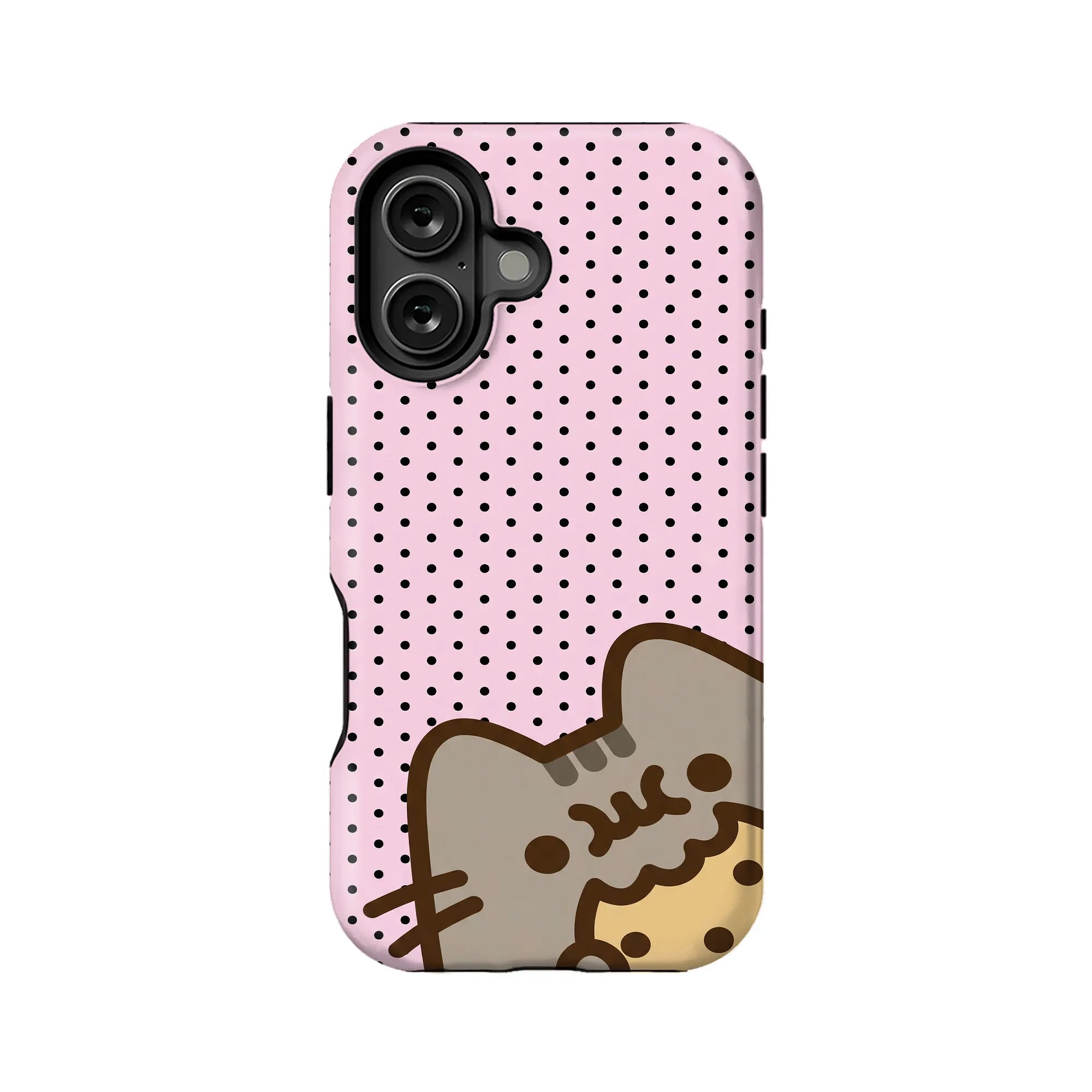 Cute Pusheen Cat Phone Case - Pink Polka Dot Design