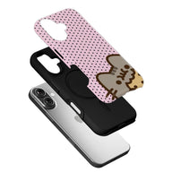 Cute Pusheen Cat Phone Case - Pink Polka Dot Design