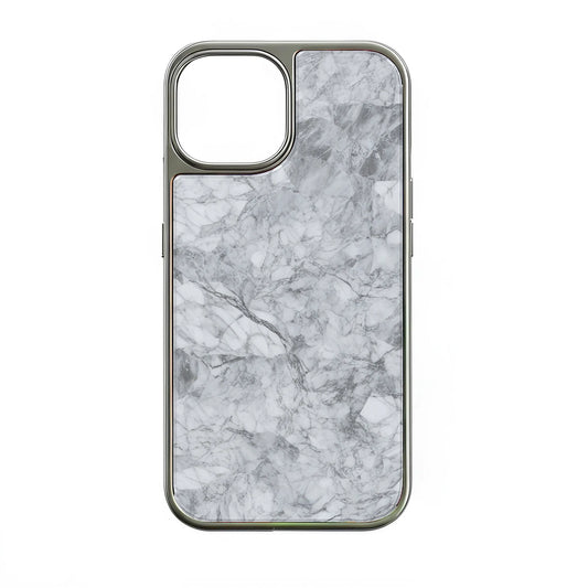 Holographic Chrome Marble Phone Case for iPhone 15 Pro - Elegant Stone Design