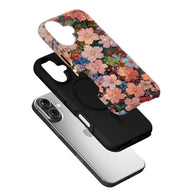 Funda para teléfono con diseño floral floreciente: Sakura y flores azules