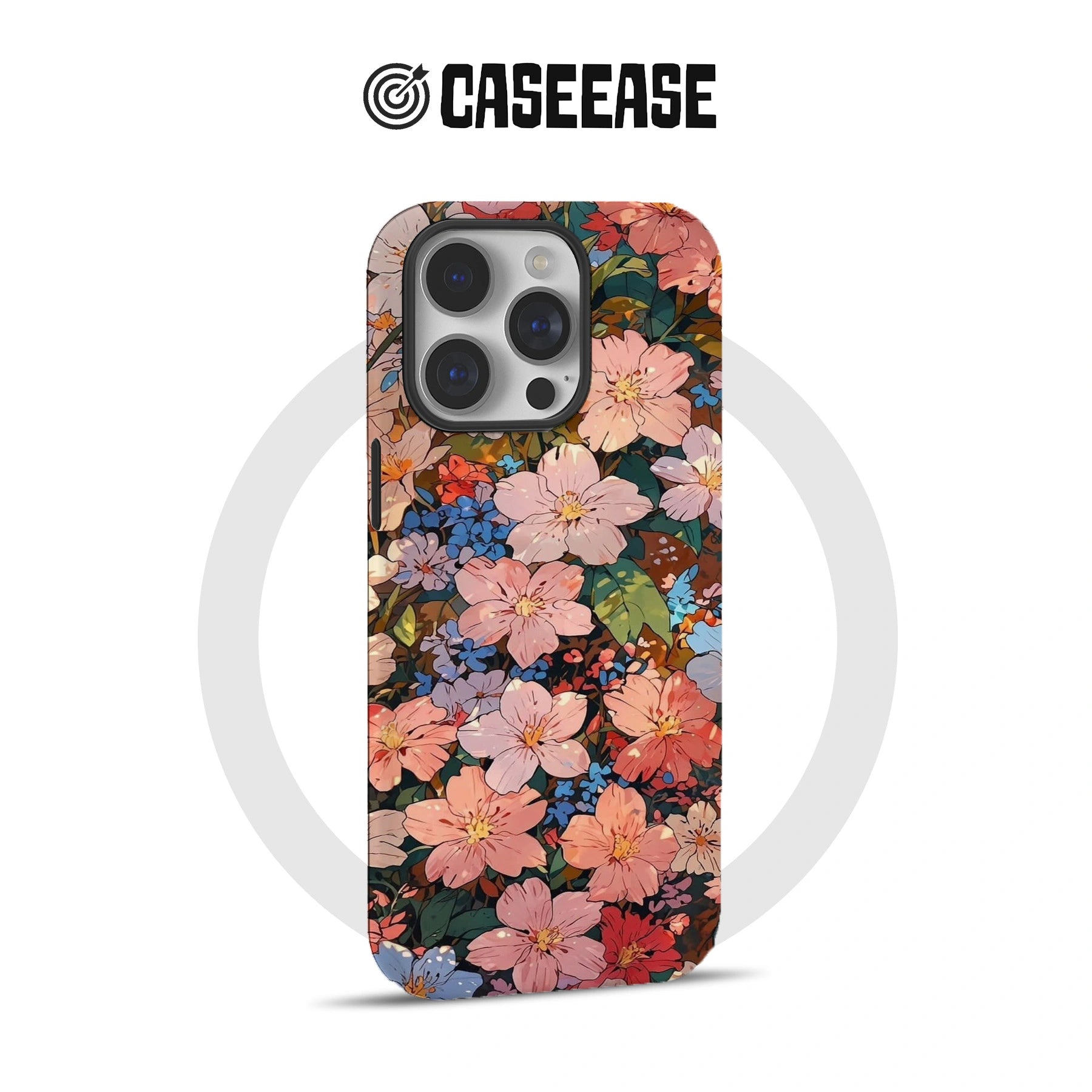 Funda para teléfono con diseño floral floreciente: Sakura y flores azules