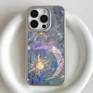 Holographic Chrome Phone Case - Celestial Stained Glass Design (Flat Printed Design, Not 3D)