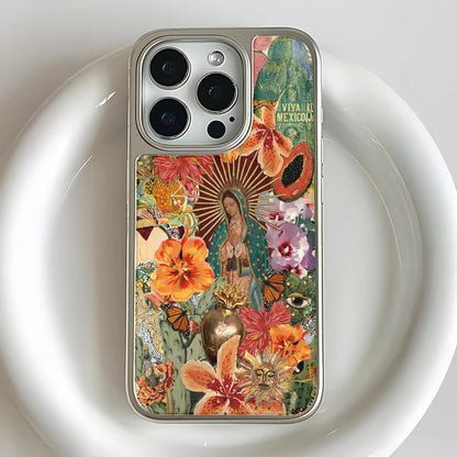 Holographic Chrome Phone Case - Colorful Floral & Cultural Design