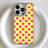 Holographic Chrome Polka Dot Phone Case - Vibrant Yellow & Pink