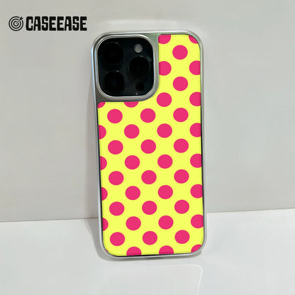 Holographic Chrome Polka Dot Phone Case - Vibrant Yellow & Pink