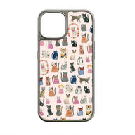 Funda holográfica cromada con diseño de gato - Diseño felino caprichoso