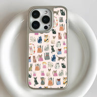 Funda holográfica cromada con diseño de gato - Diseño felino caprichoso