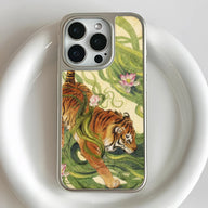 Holographic Chrome Tiger Phone Case - Exotic Nature Design