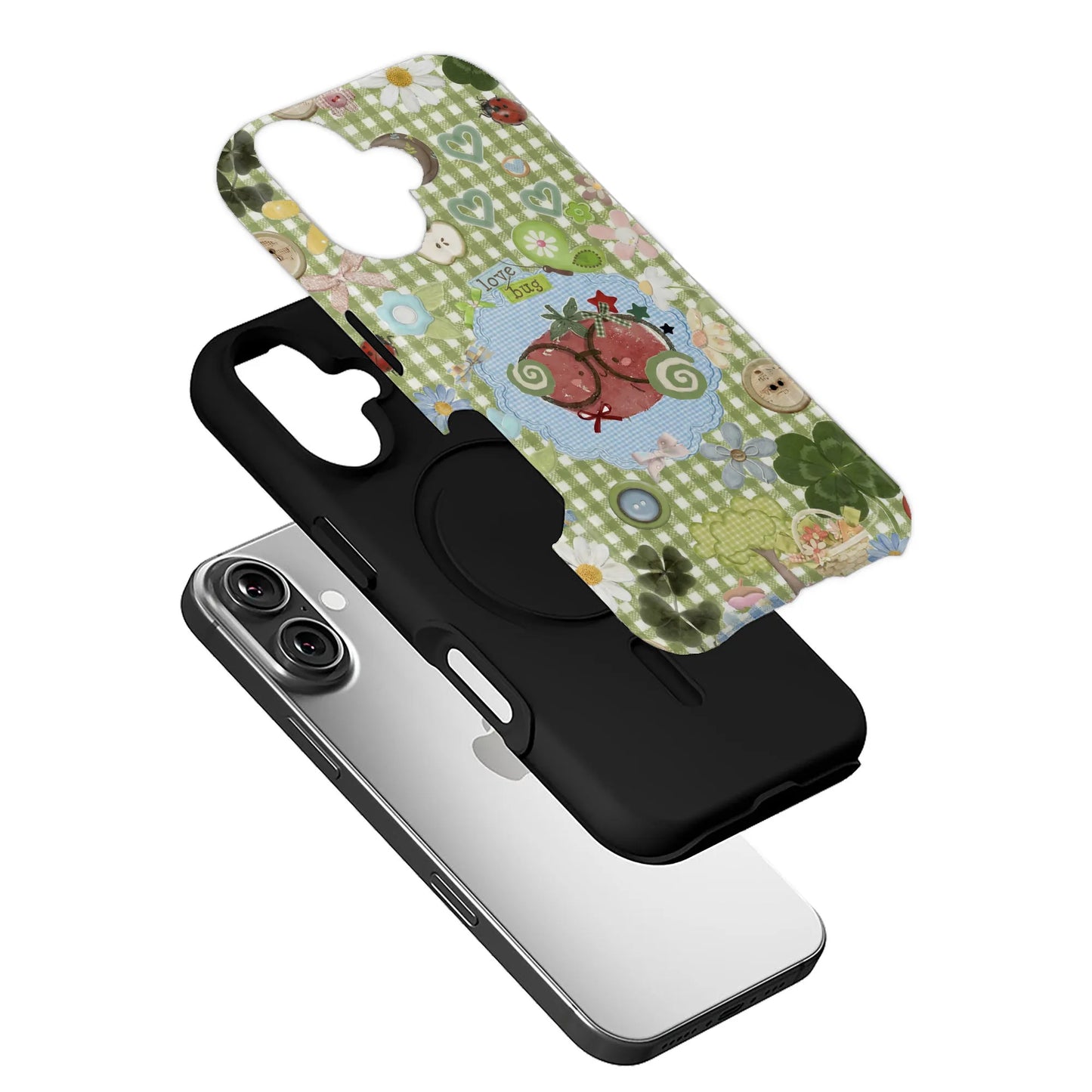 Love Bug Green Gingham Phone Case