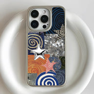 Holographic Chrome Phone Case - Starry Patterns & Metallic Shine