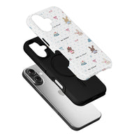 Bonita funda para teléfono con diseño de conejito y oso: "Hola, amigo"