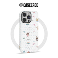 Bonita funda para teléfono con diseño de conejito y oso: "Hola, amigo"