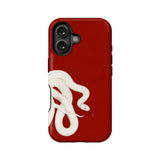 Stylish Red Background White Snake Phone Case