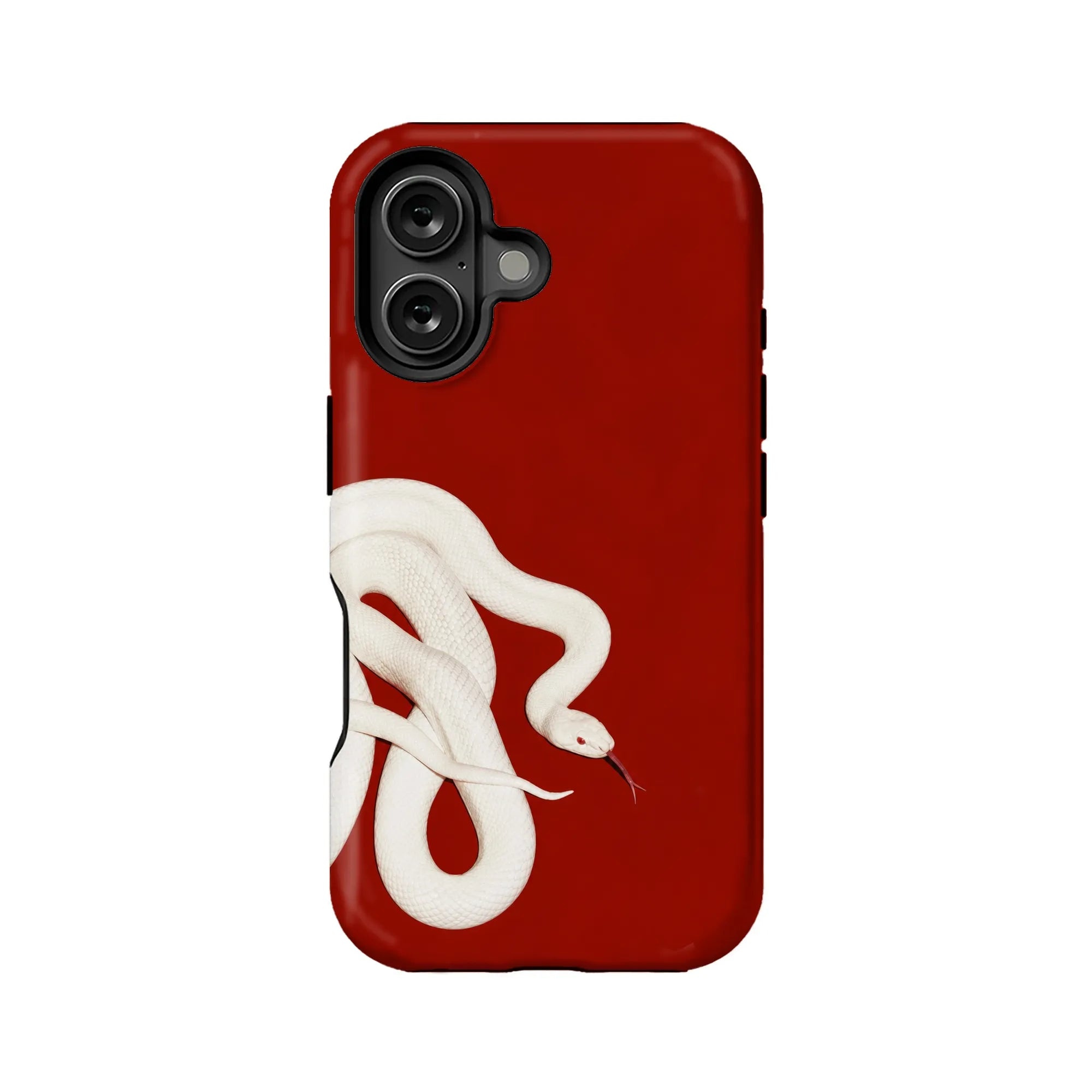 Stylish Red Background White Snake Phone Case