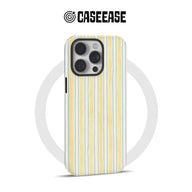 Yellow and blue striped CASEEASE phone case shown from rear for Shopify product page