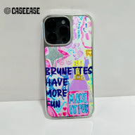 Holographic Chrome Brunette Fun Phone Case - Colorful & Playful Design