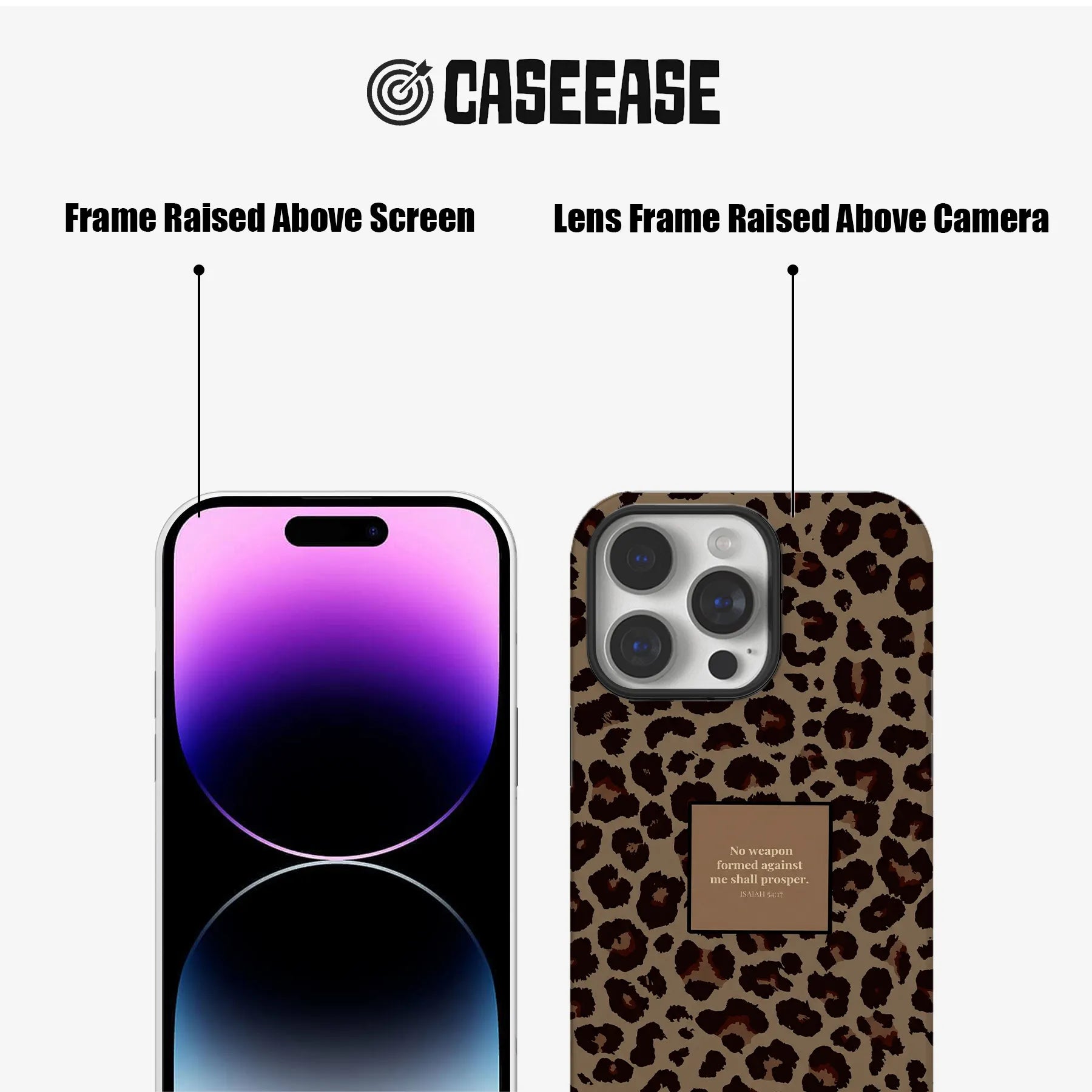 Leopard Print Phone Case with Inspirational Quote