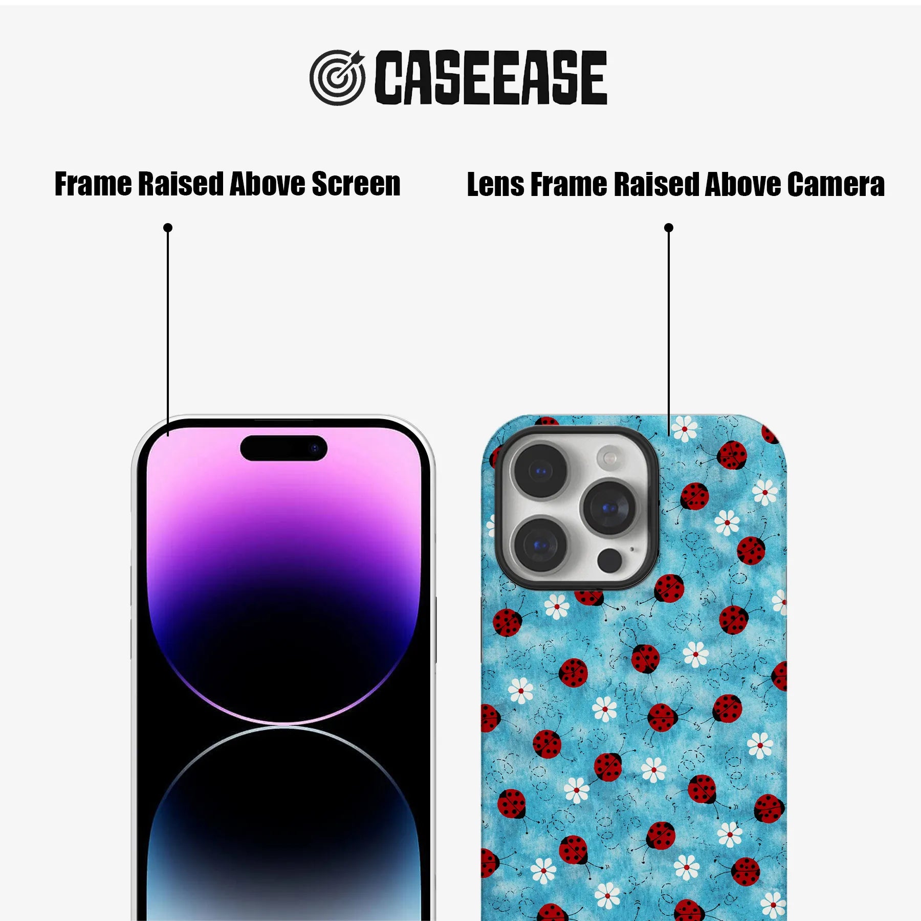 Ladybug and Flower Pattern Phone Case